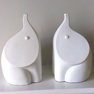 Jonathan Adler “Happy Chic” Set Modern White Elephant Bookends -Modern